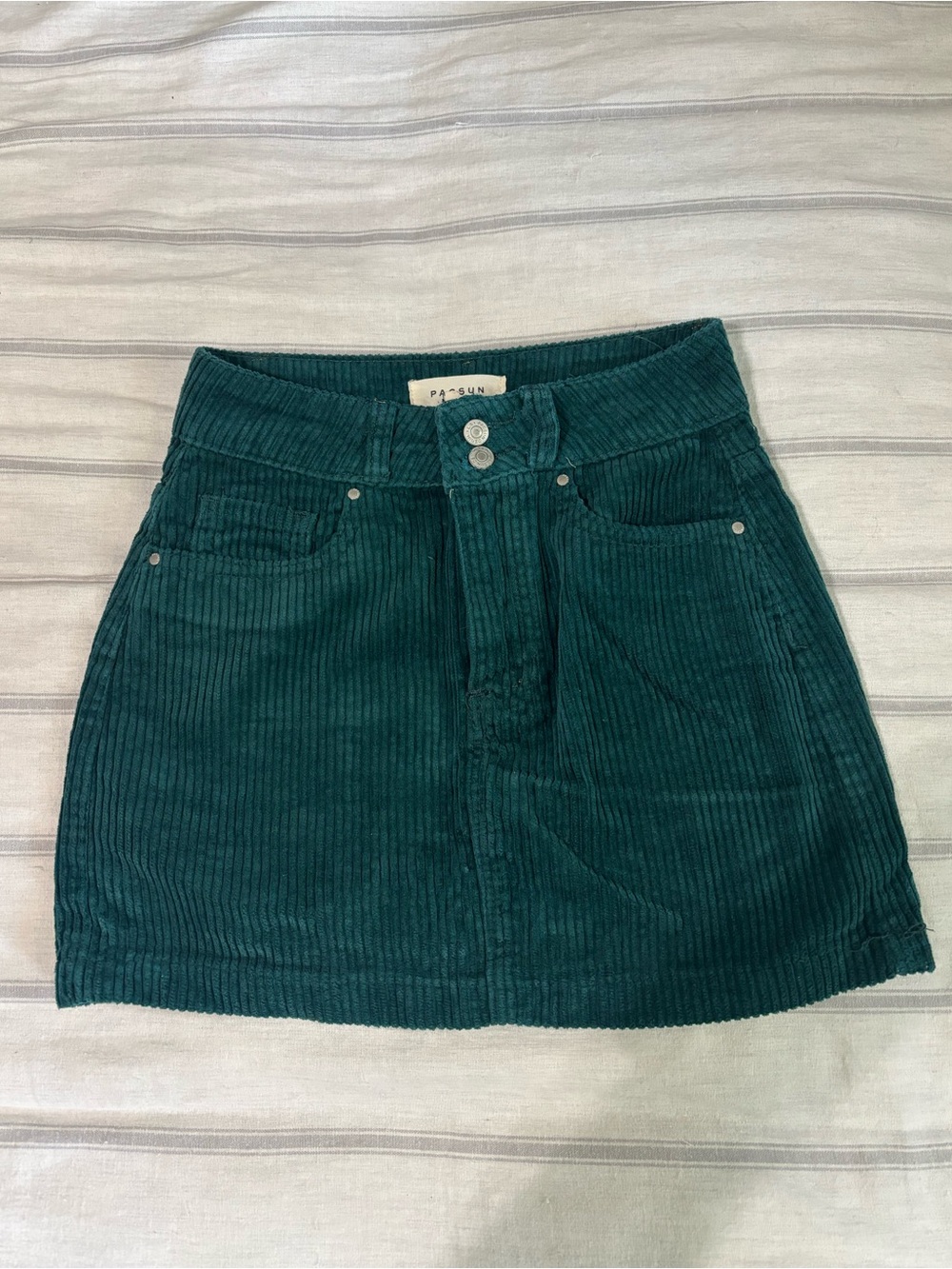 PacSun Teal Corduroy Mini Skirt with Button Front